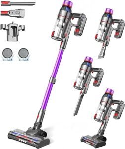“Cordless stick vacuum cleaner with LED brush and tangle-free design.”