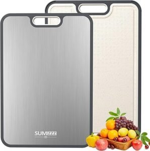 “Titanium cutting board with double‑sided design, durable and hygienic kitchen surface.”